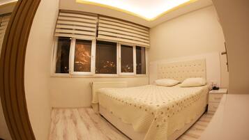 Egyptian cotton sheets, premium bedding, desk, laptop workspace