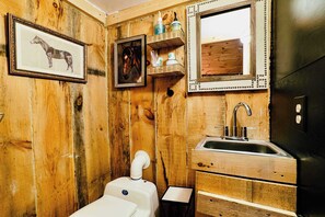 Shower, eco-friendly toiletries, hair dryer, towels