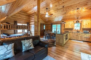 TV connectée, cheminée, lecteur de DVD, livres