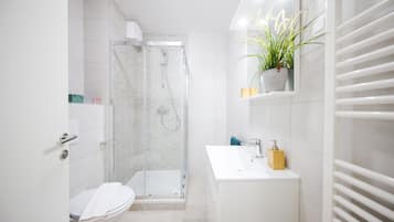 Shower, free toiletries, hair dryer
