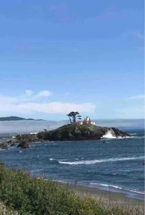 On the beach, sun-loungers, beach towels