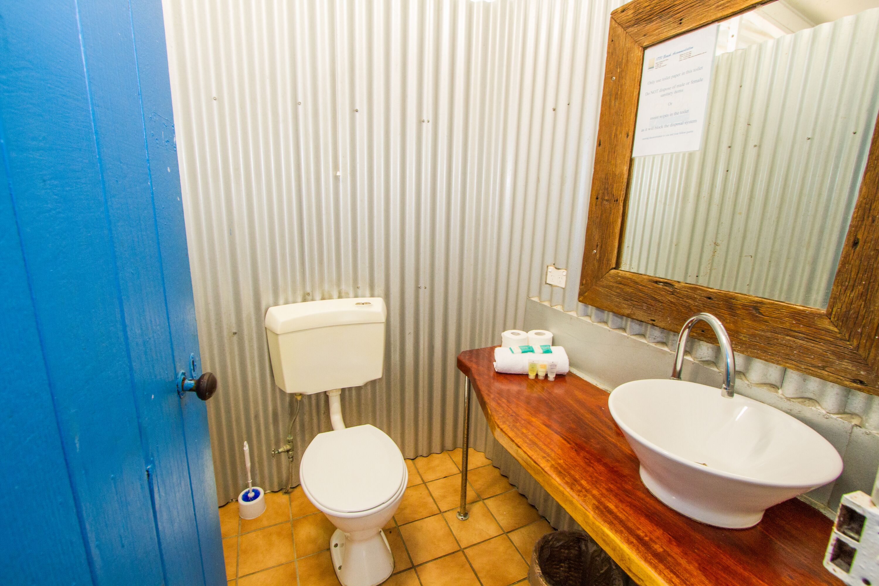 Shower, free toiletries, towels, soap