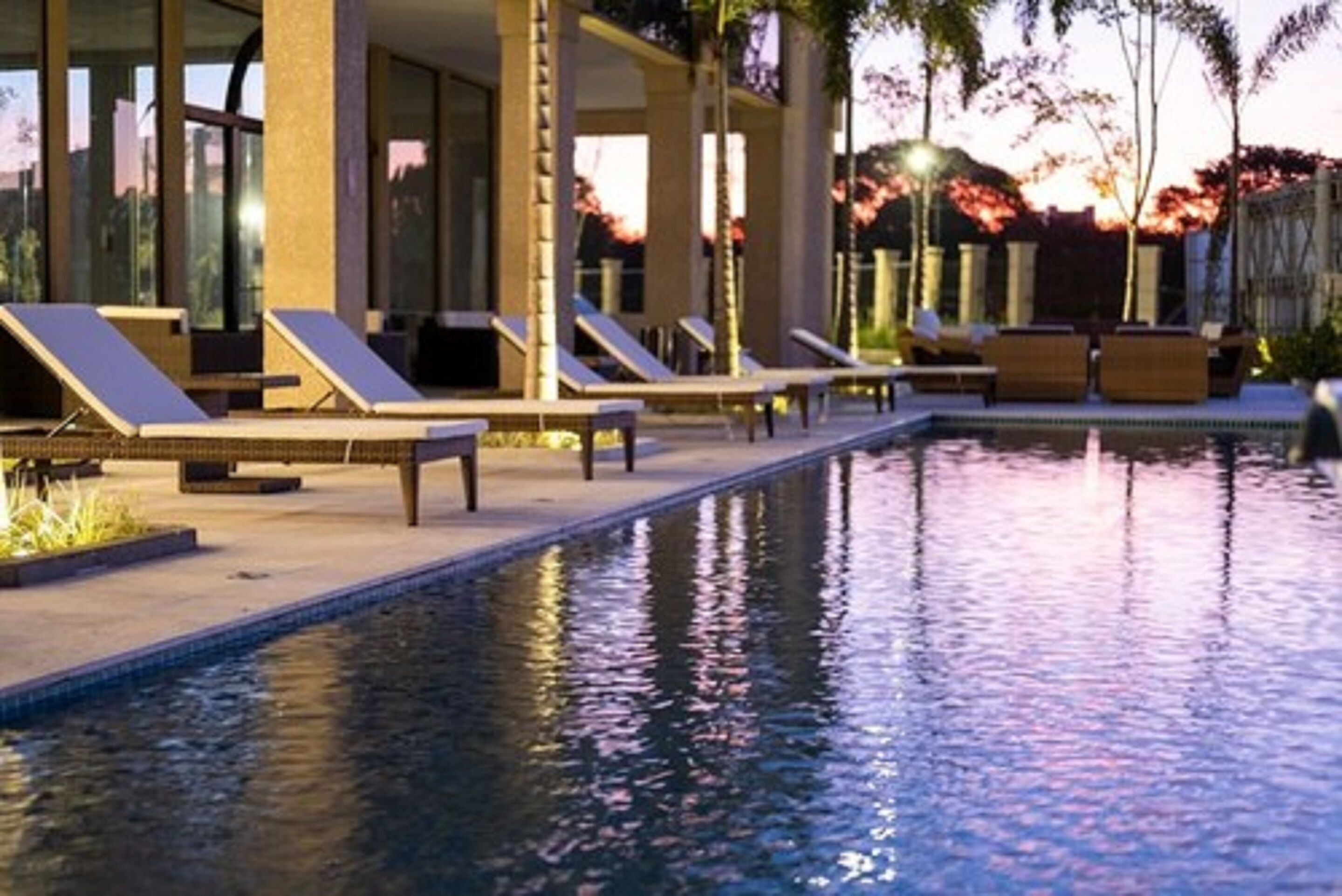 outdoor pool, pool loungers