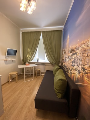Blackout curtains, iron/ironing board, free WiFi, bed sheets