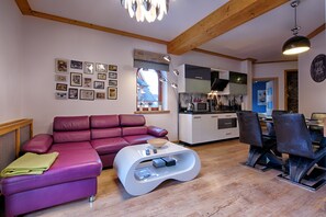 公寓, 1 间卧室, 壁炉 | 客厅 | 46-英寸液晶电视（配备数码频道）、电视、游戏机
