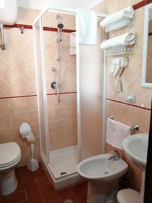 Dusche, Bidet, Handtücher