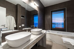 Villa (Three Bedroom Villa with Pool) | Bathroom | Shower, towels - Villa Desire (Blato)