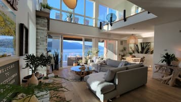 TV connectée, cheminée, Netflix, livres