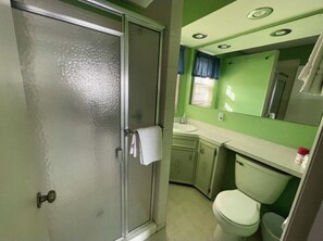 Sèche-cheveux, serviettes fournies, shampoing, papier toilette