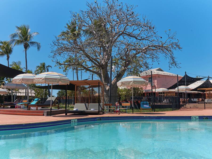 2 outdoor pools, open 7:00 AM to 7:00 PM, pool loungers