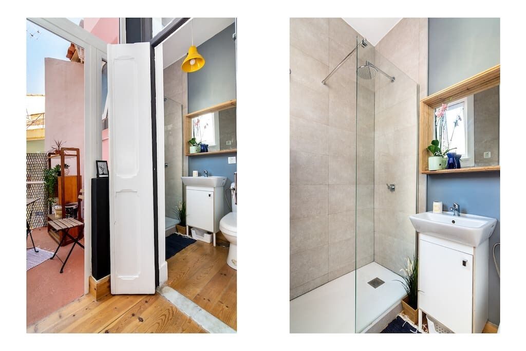 Ducha, secador de pelo y toallas