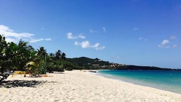 Beach nearby, white sand, free beach shuttle, beach towels