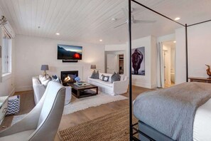 TV, fireplace, offices