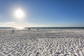 On the beach, motor boating