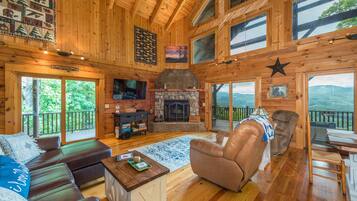 TV, fireplace, computer monitors