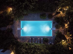 Outdoor pool, pool loungers