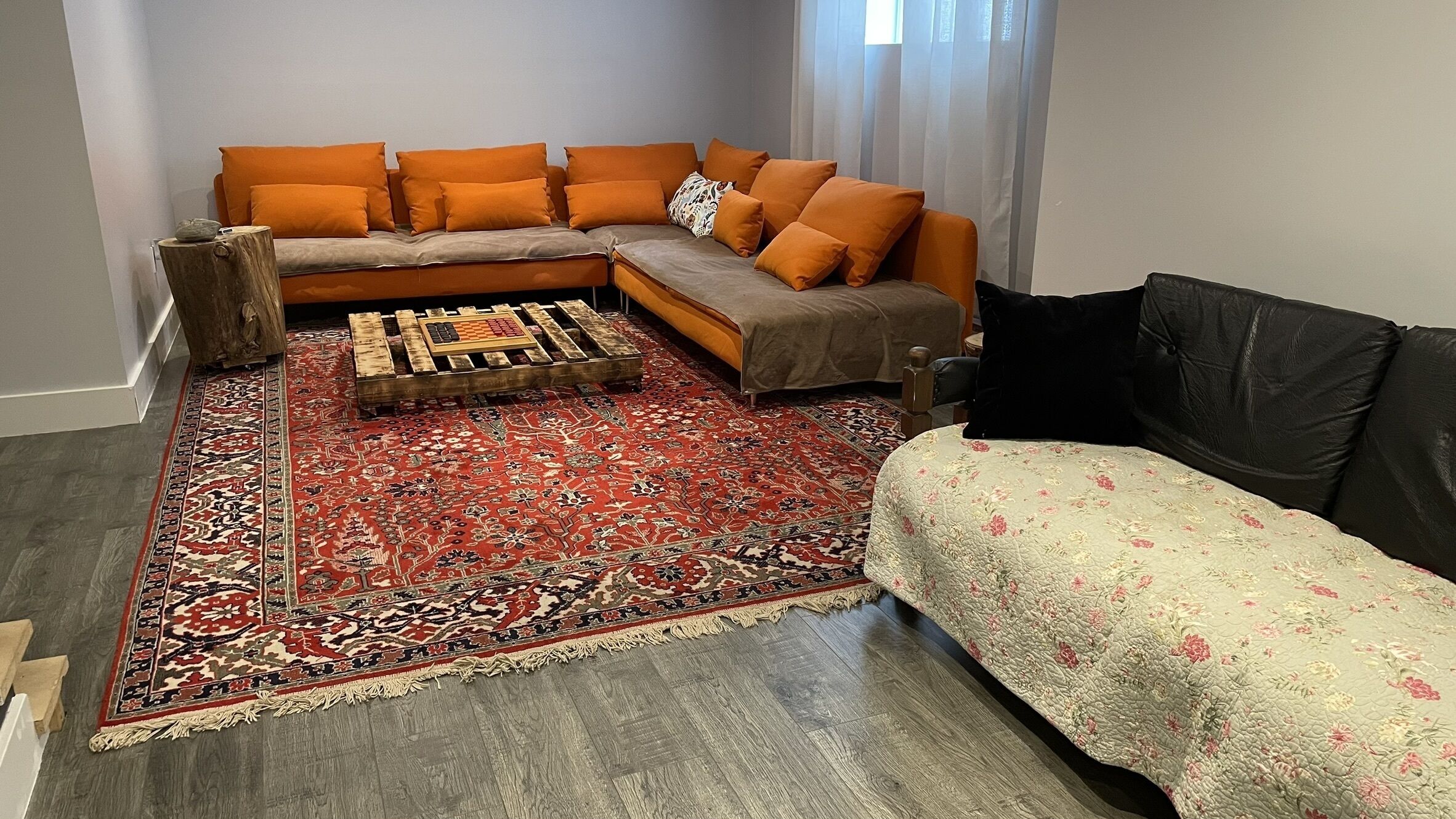 Open living room basement