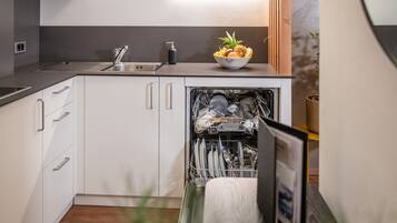 Fridge, microwave, stovetop, dishwasher