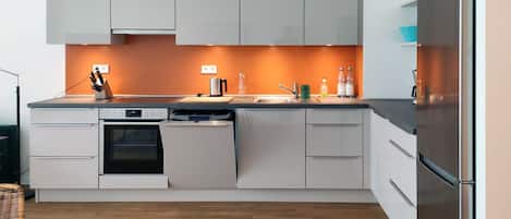 Fridge, oven, stovetop, dishwasher