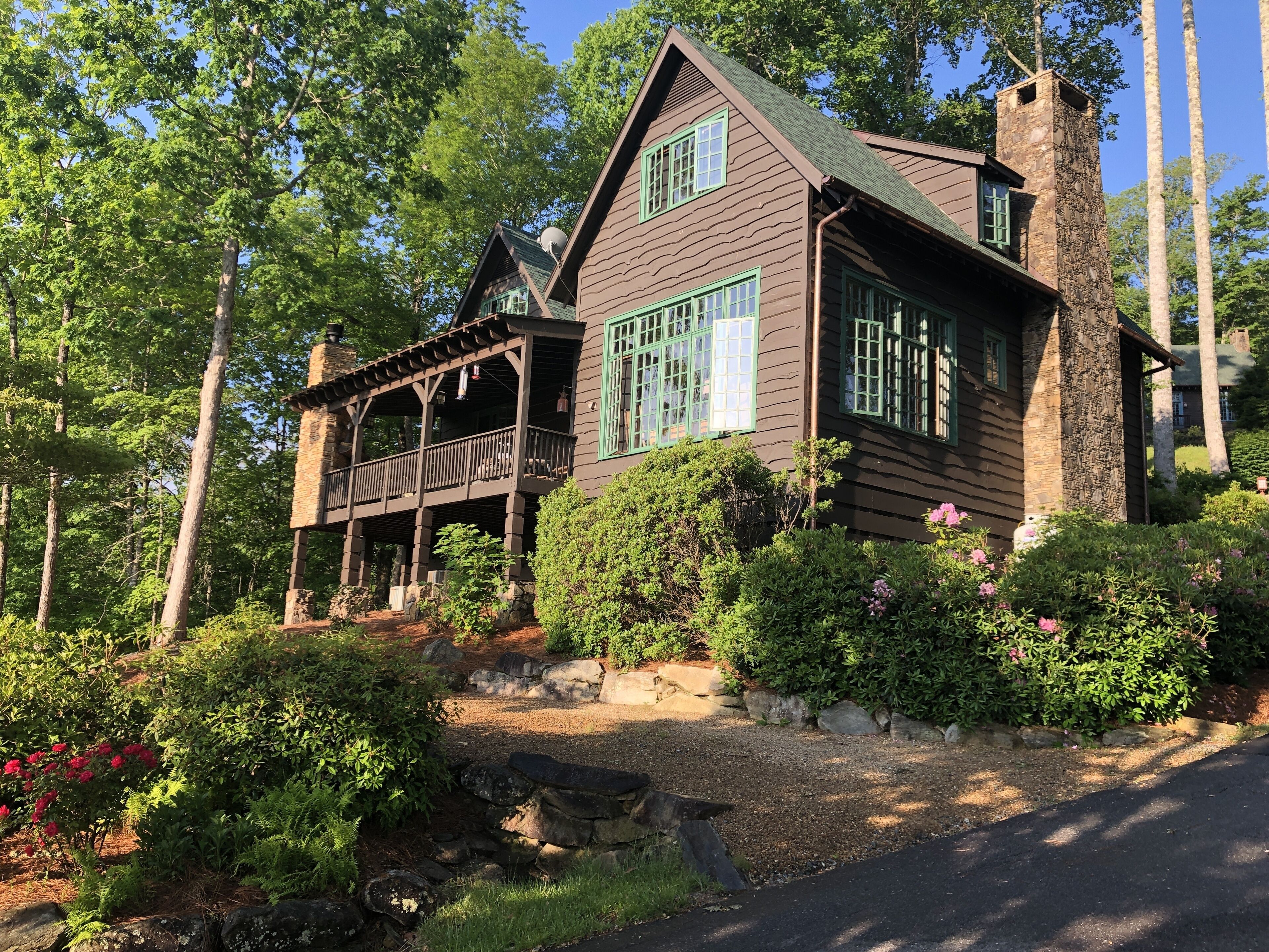 Adirondack Lodge that has glorious Mountain Views and Lake Glenville peeks