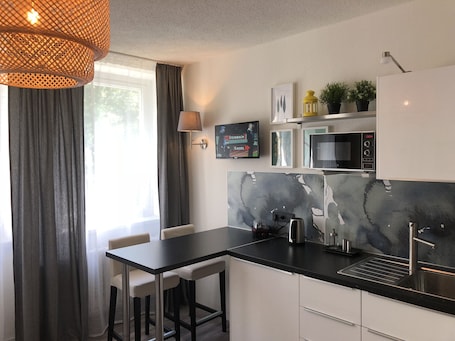 Fridge, microwave, stovetop, coffee/tea maker. GottwaldHaus at the foot of the Ore Mountains