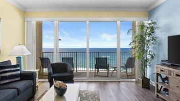 Condo, 1 Bedroom, Balcony, Ocean View (1107) | Living area | 32-inch flat-screen TV with cable channels, TV