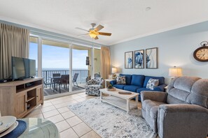 Condo, 2 Bedrooms, Balcony, Ocean View (1403) | Living area | 32-inch flat-screen TV with cable channels, TV