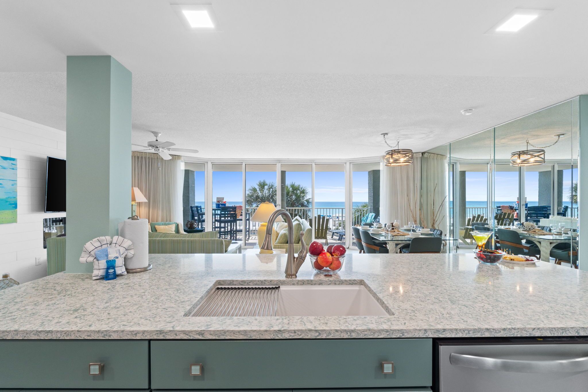Deluxe Condo, 3 Bedrooms, Ocean View (106-3) | Private kitchen | Full-size fridge, microwave, dishwasher, coffee/tea maker
