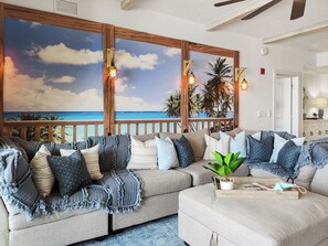 Condo, 3 Bedrooms, Balcony, Ocean View (1806-3) | Living area | 32-inch flat-screen TV with cable channels, TV - Calypso Resort and Towers by Book That Condo (Panama City Beach)