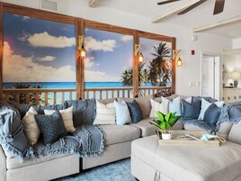 Íbúð - 3 svefnherbergi - svalir - útsýni yfir hafið (1806-3) | Stofa | 32-tommu flatskjársjónvarp með kapalrásum, sjónvarp.