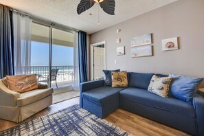 Condo, 3 Bedrooms, Ocean View (204-2) | Living area | 32-inch flat-screen TV with cable channels, TV - Majestic Beach Resort by Book That Condo (Panama City Beach)
