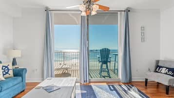 Condo, 1 Bedroom, Balcony, Ocean View (106) | Living area | 32-inch flat-screen TV with cable channels, TV, iPad