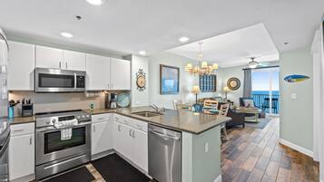Condo, 2 Bedrooms (1808) | Private kitchen | Full-size fridge, microwave, oven, stovetop