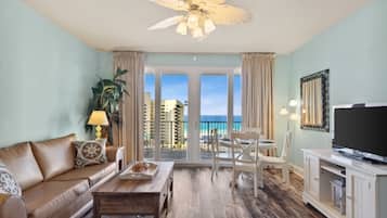 Condo, 2 Bedrooms, Balcony, Ocean View (724) | Living area | 32-inch flat-screen TV with cable channels, TV