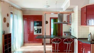 Fridge, microwave, stovetop, dishwasher