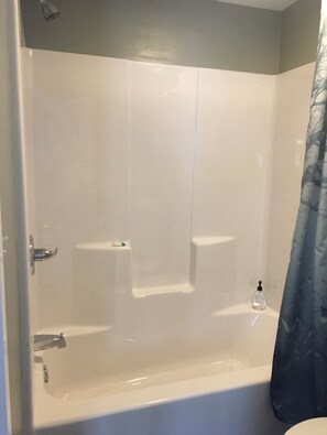 Combined shower/tub, hair dryer, towels, soap - #1 Queen- Vine & Branches Inn, 2 minute walk to Burlington Bay! (Two Harbors)