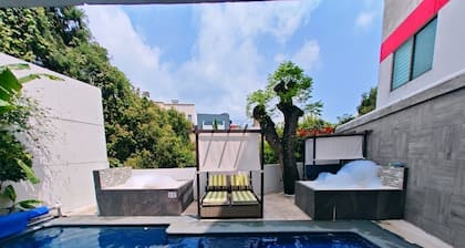 Loft Amplio/2 Jacuzzis con agua caliente/Alberca climatizada/ Terraza / Asador