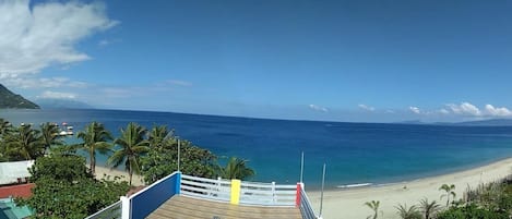 On the beach, white sand