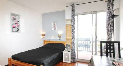 Studio rénové avec wifi, balcon et climatisation à Balaruc-les-Bains