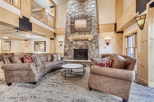 TV, fireplace, DVD player, foosball