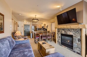 TV, fireplace, DVD player, foosball