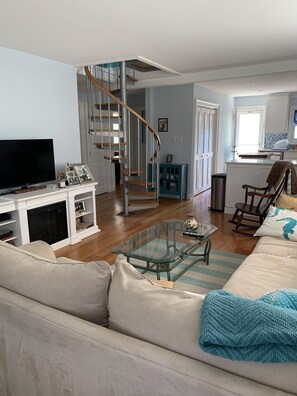 TV, fireplace