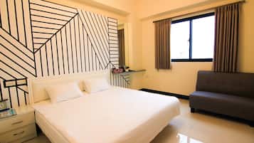 Mörkläggningsgardiner, gratis wi-fi och sängkläder