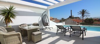 Modern house, private heated pool and sea views