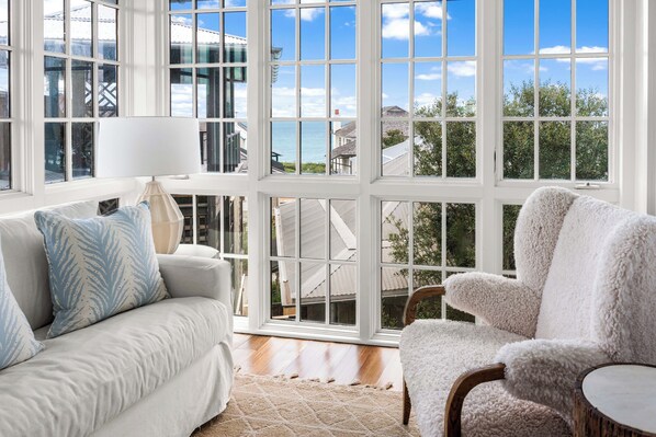 TV, DVD player, video library, stereo