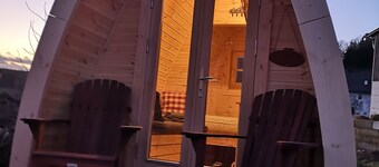 Romantic wooden igloo with optional outdoor whirlpool