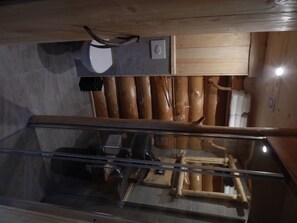 Shower, towels, toilet paper