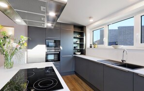 Kühlschrank, Mikrowelle, Herdplatte, Geschirrspüler