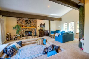 Smart TV, fireplace, foosball, table tennis