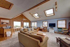 Smart TV, DVD player, books, video library